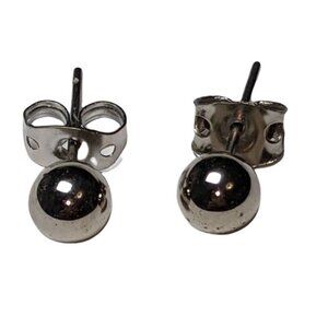 Silver Ball Stud Earrings 6mm Womens Jewelry Minimalist Design
